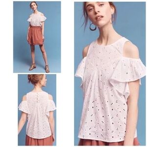 Maeve Breezy Eyelet Cold Shoulder White Blouse S​​​​​​